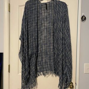 Lane Bryant Blue/White Plaid Kimono/Shawl